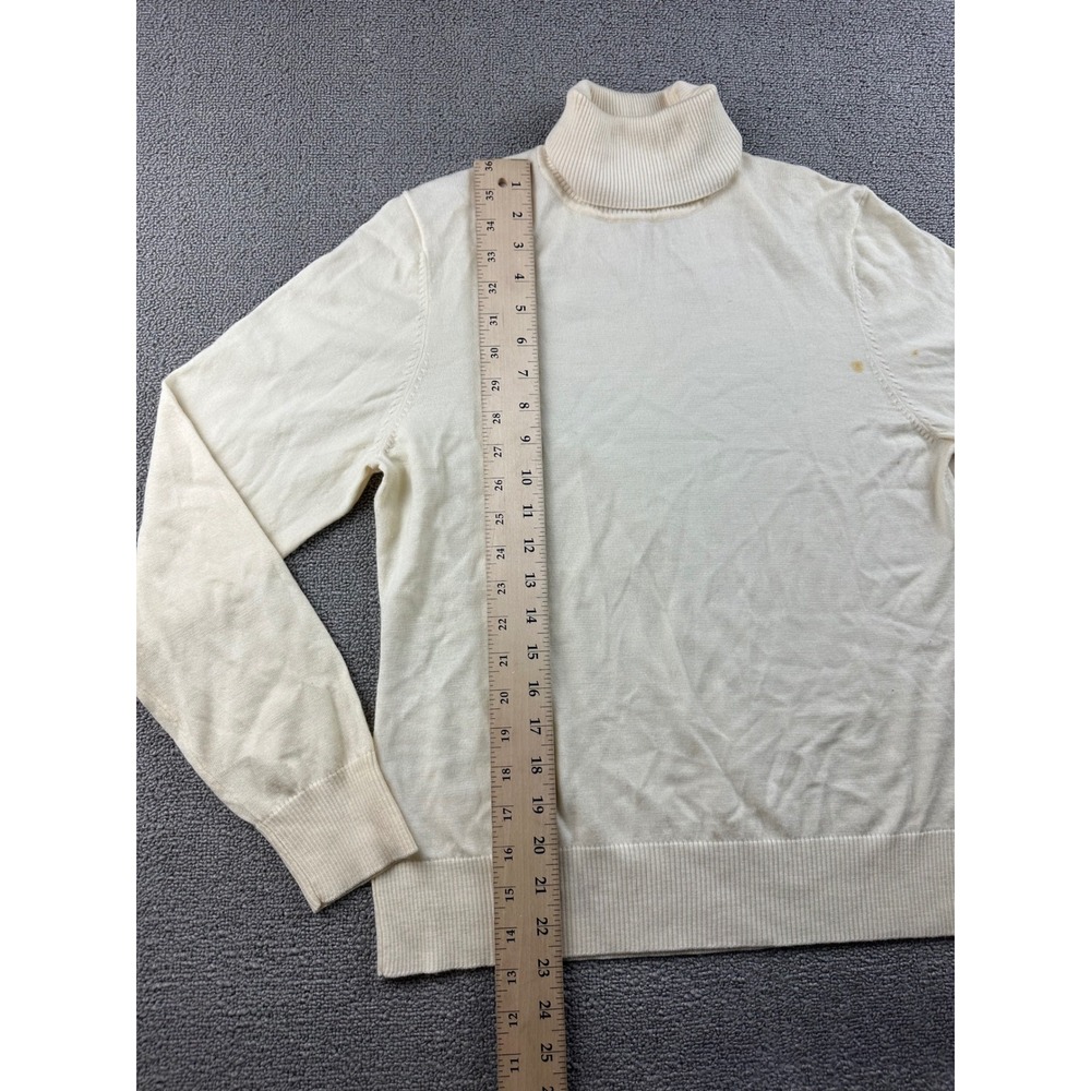 Charter Club Sweater Women L Beige Cream Wool Blend Turtleneck Pullover Academia - Picture 5 of 8